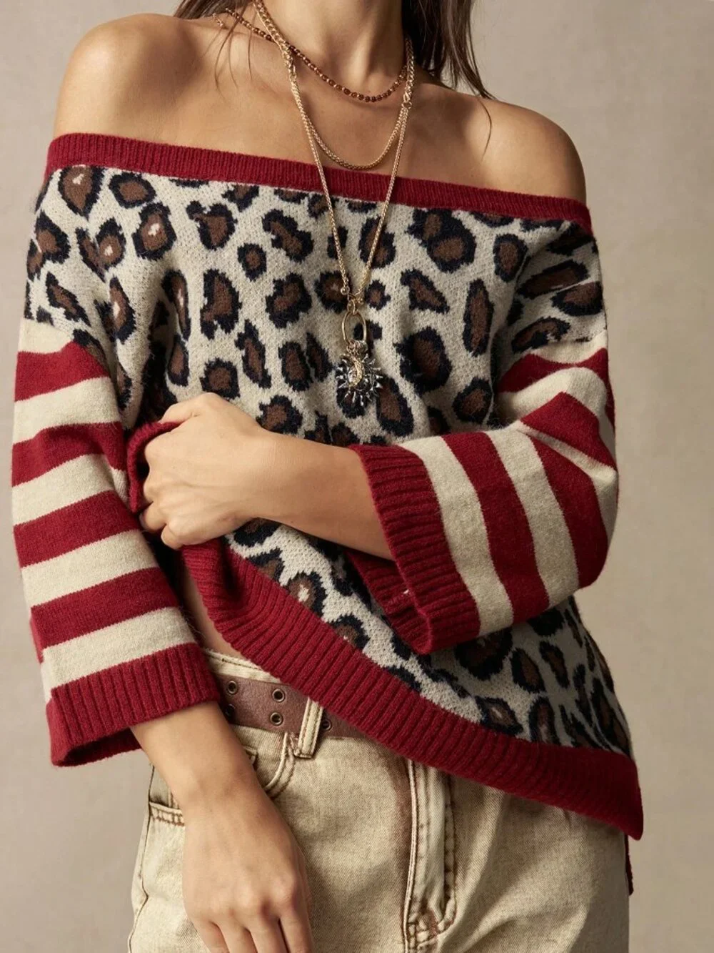 Multicolor Casual Women's Mid-Sleeve Pullover Sweater
